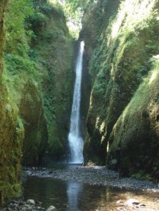 Waterfall at Oneonta gorge