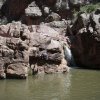 Rappelling in box canyon