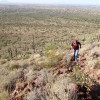 Hiker on the trail to the Broadway Cave