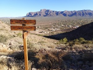 Views of the Superstition Mountain range from the Silly Mountain trail system