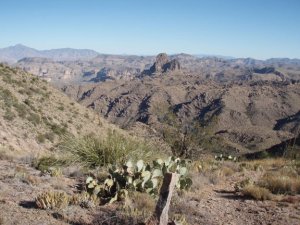 Unique views of Weavers Needle along the Superstition Ridgeline trail