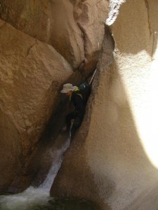 Rappelling in the Jug of Salome creek