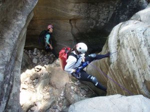 Rappeling in Bear canyon